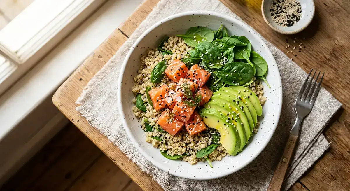 Bowl de quinoa au saumon et avocat
