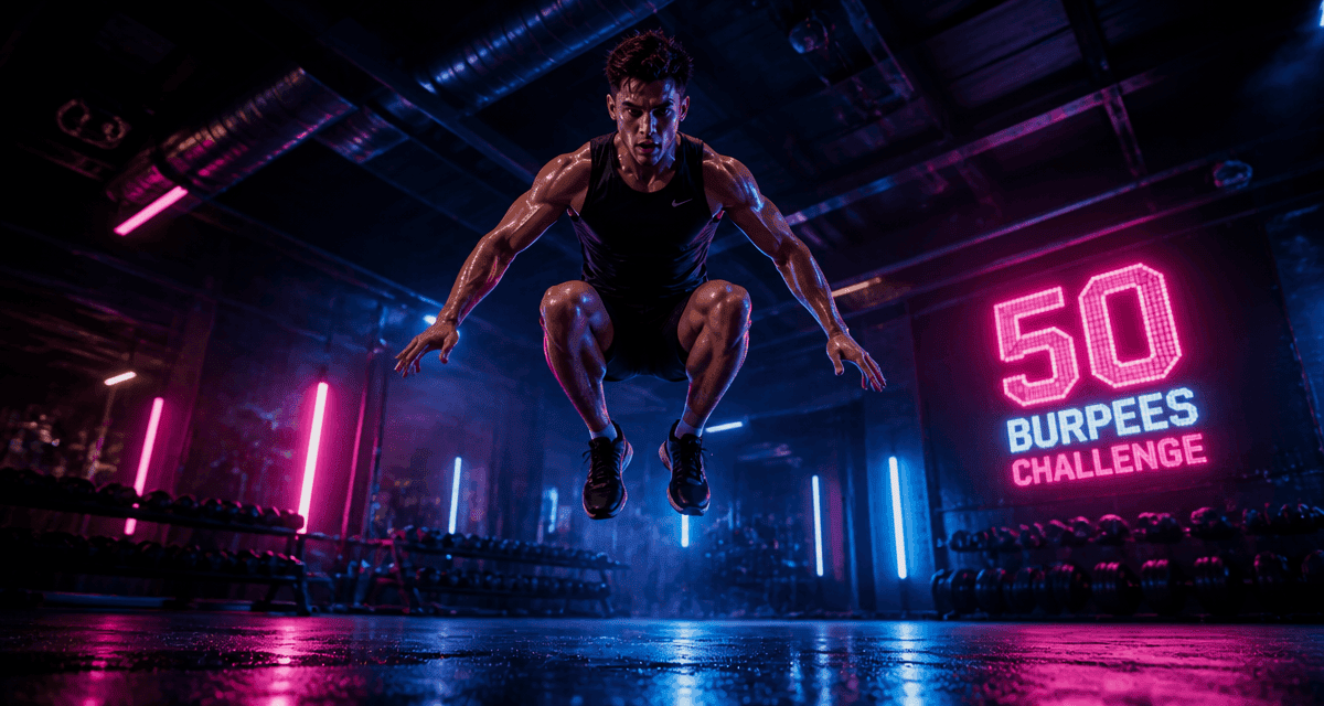 50 burpees par jour avant apres jeune homme saut salle sport