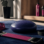accessoires de sport sur tapis bleu nuit