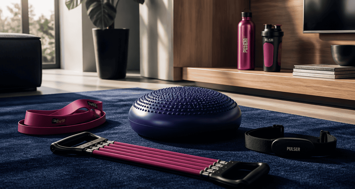 accessoires de sport sur tapis bleu nuit