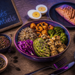 aliments et acides amines essentiels variés sur table