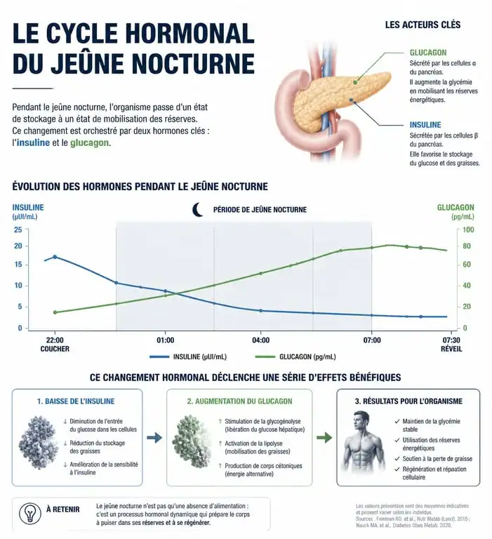 Infographie sur le fonctionnement du jeûne nocturne et la perte de poids