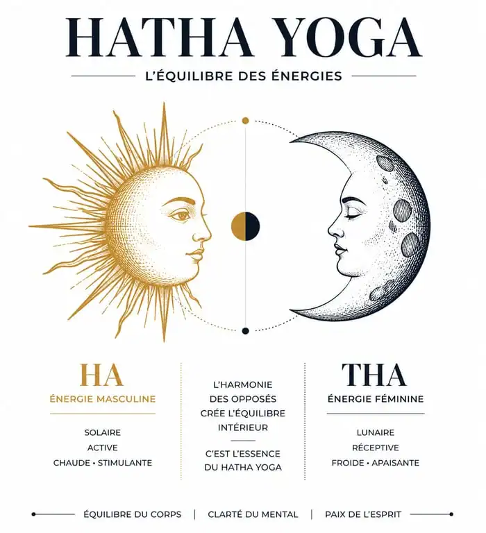 Concept philosophique du Hatha Yoga : équilibre entre les énergies solaires et lunaires