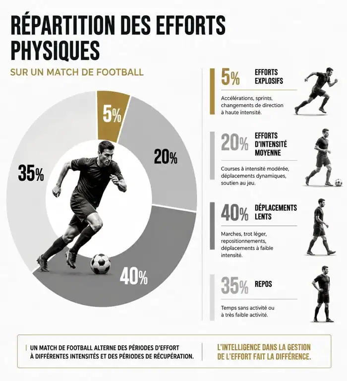 Répartition des efforts physiques lors d'un match de football