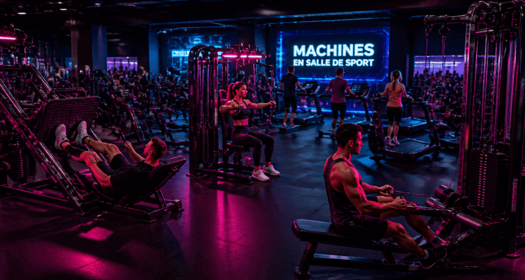 machine en salle de sport avec sportifs