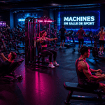 machine en salle de sport avec sportifs