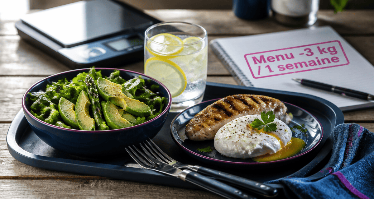 Menu pour perdre 3 kg en 1 semaine plateau repas sain