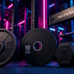 poid 10 kg musculation sur sol bleu en salle