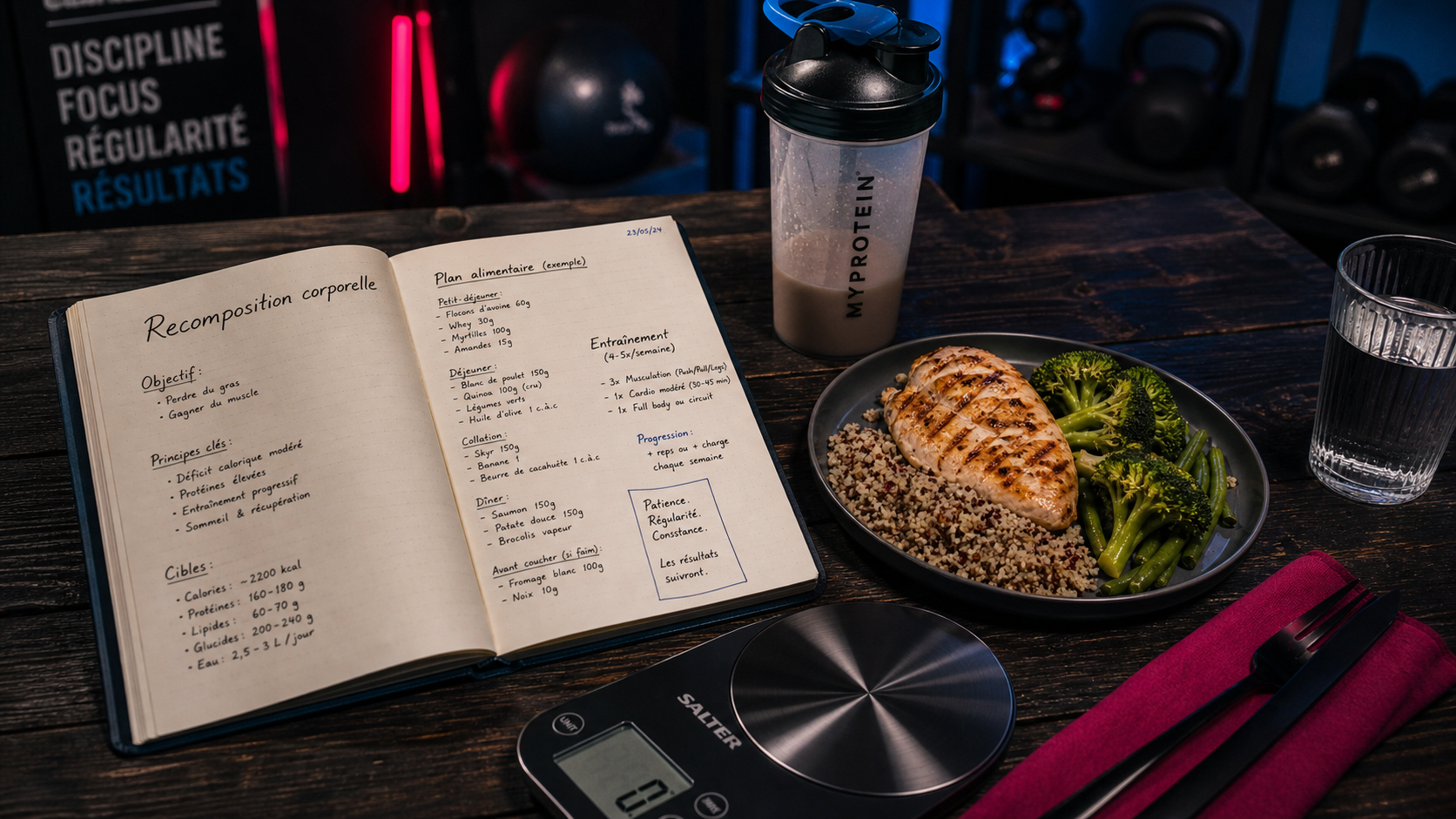 Alimentation pour prendre du muscle et perdre de la graisse : recomposition corporelle, 1,6g protéines