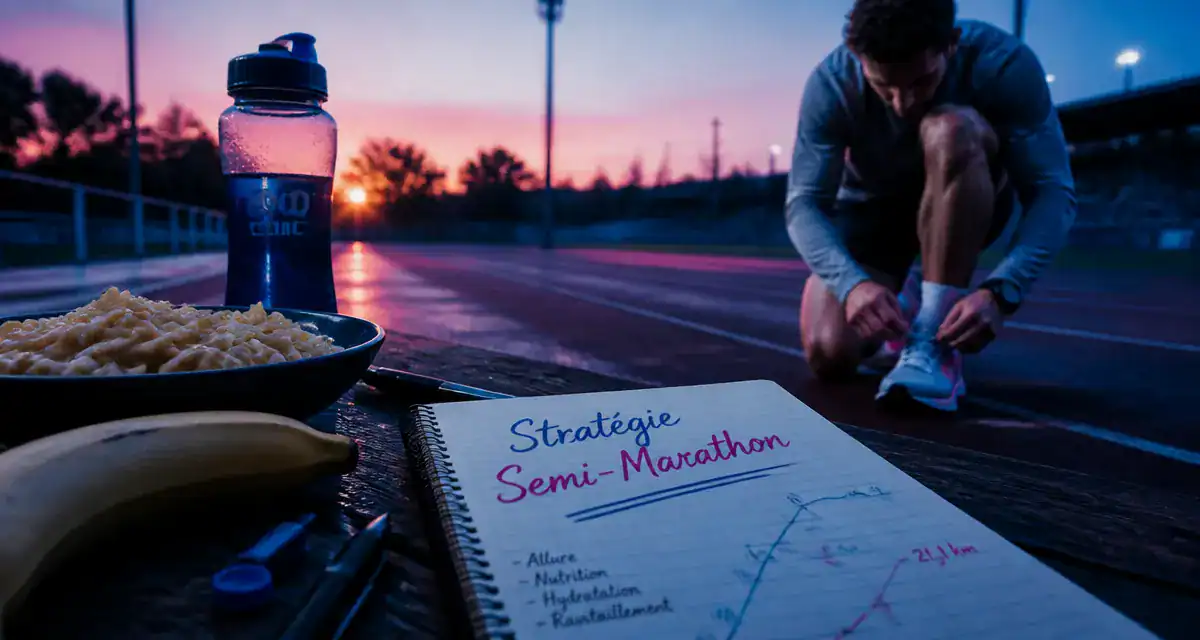 alimentation pour un semi marathon coureur lacets table nutrition