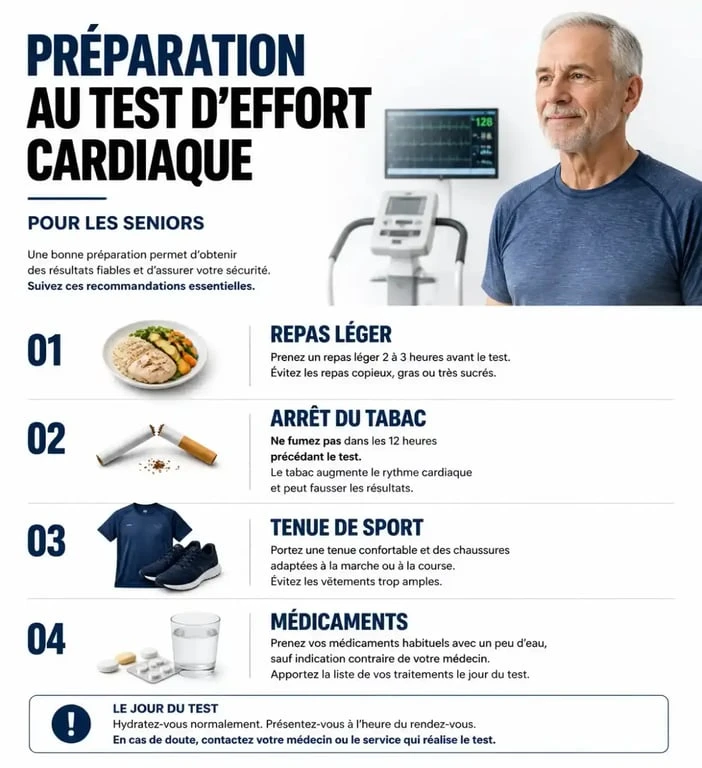 Infographie sur la préparation au test d'effort à 60 ans