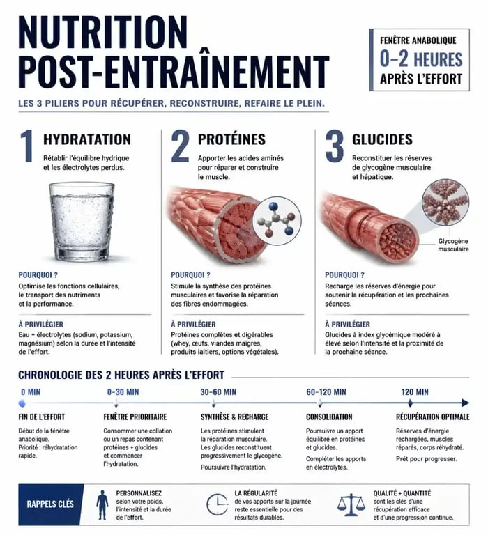 Infographie sur que manger après le sport pour une récupération optimale