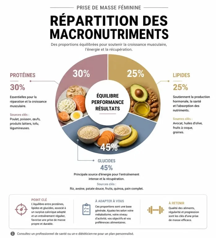 Répartition des macronutriments pour une prise de masse femme efficace