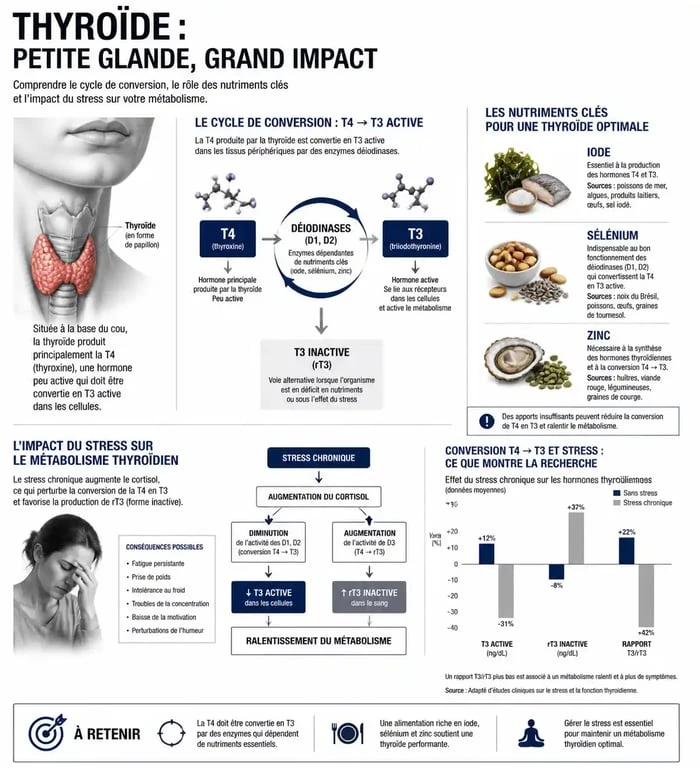 Infographie sur le fonctionnement de la thyroïde et comment booster sa thyroïde pour maigrir naturellement