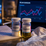Qu est ce que la creatine : flacons créatine et créatinine sur table