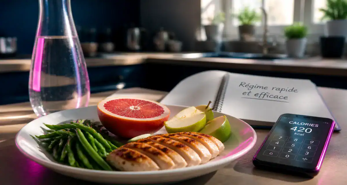 regime rapide et efficace assiette poulet haricots pamplemousse