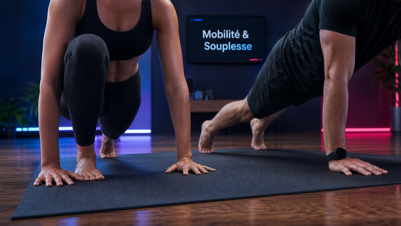 Comment gagner en souplesse : fente basse sur tapis de yoga pour mobilité