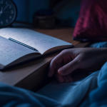 Comment s endormir vite quand on est pas fatigue : carnet ouvert, lumière bleue tamisée, sommeil