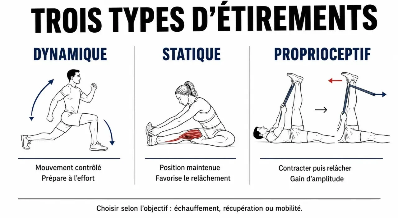 Infographie sur les types d'étirements pour gagner en souplesse