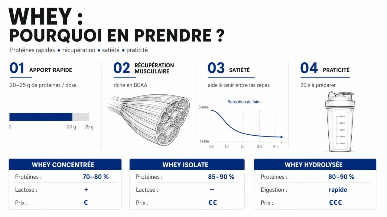 Pourquoi prendre de la whey : illustration des bénéfices, de la récupération et des types de whey
