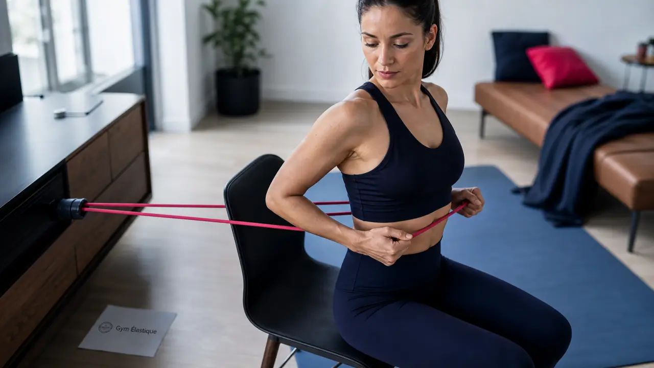 Gym avec un elastique : tirage dos à domicile