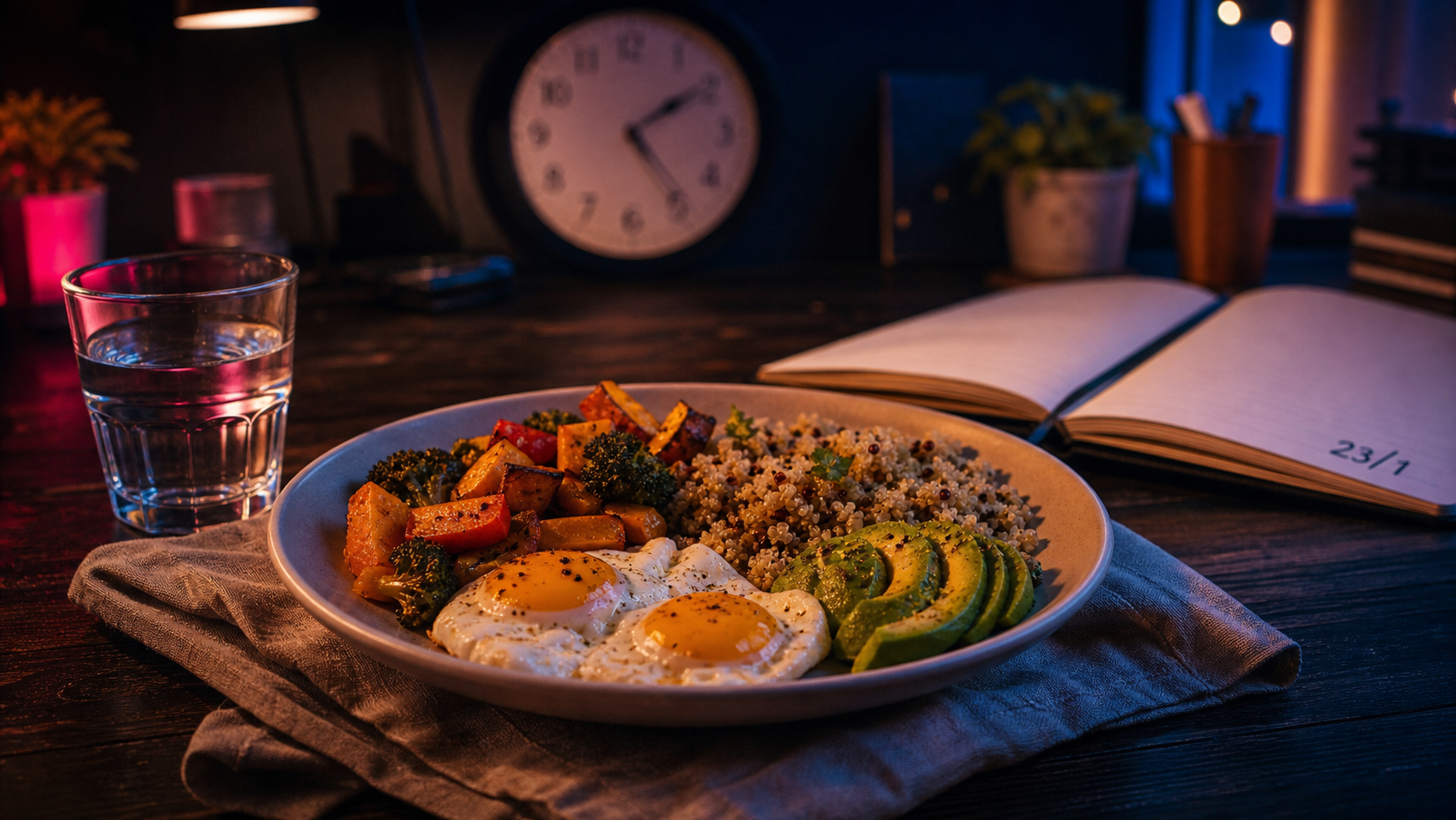 Manger une fois par jour (OMAD) : assiette et horloge, risques