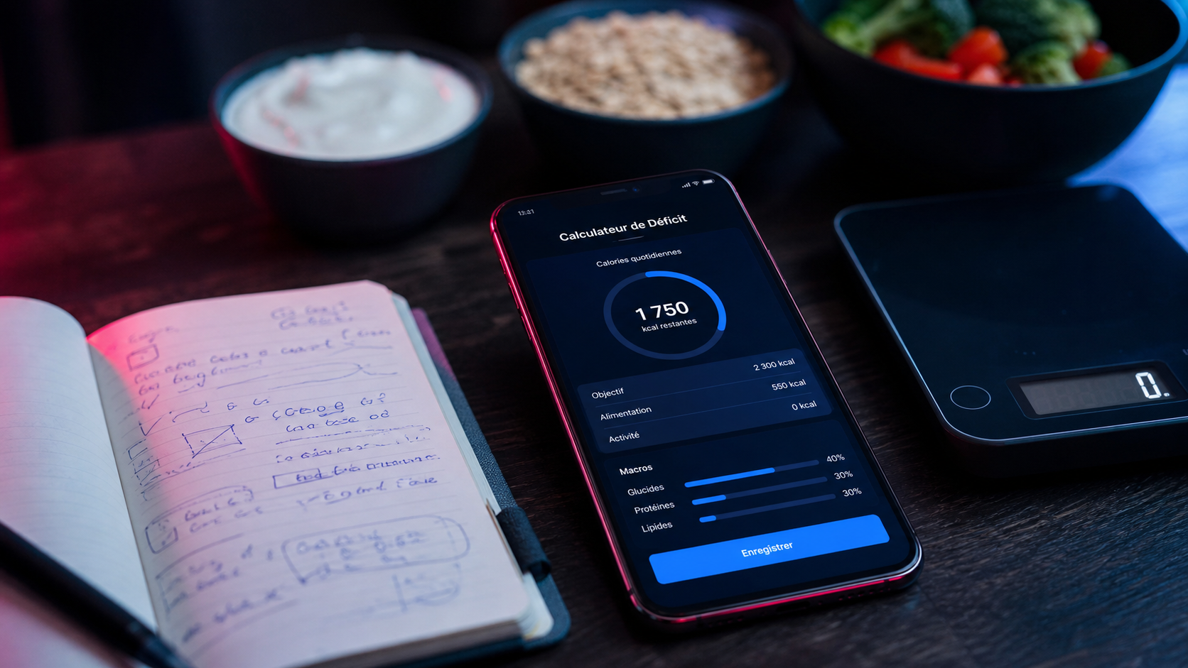 Perdre 3 kg par semaine : calculateur de déficit calories sur smartphone