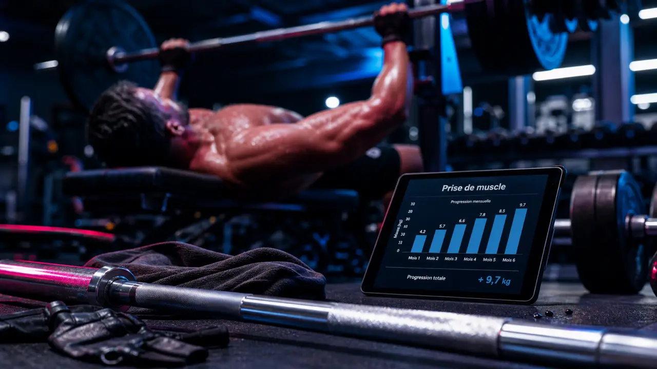 Développé couché en salle de musculation pour prendre du muscle