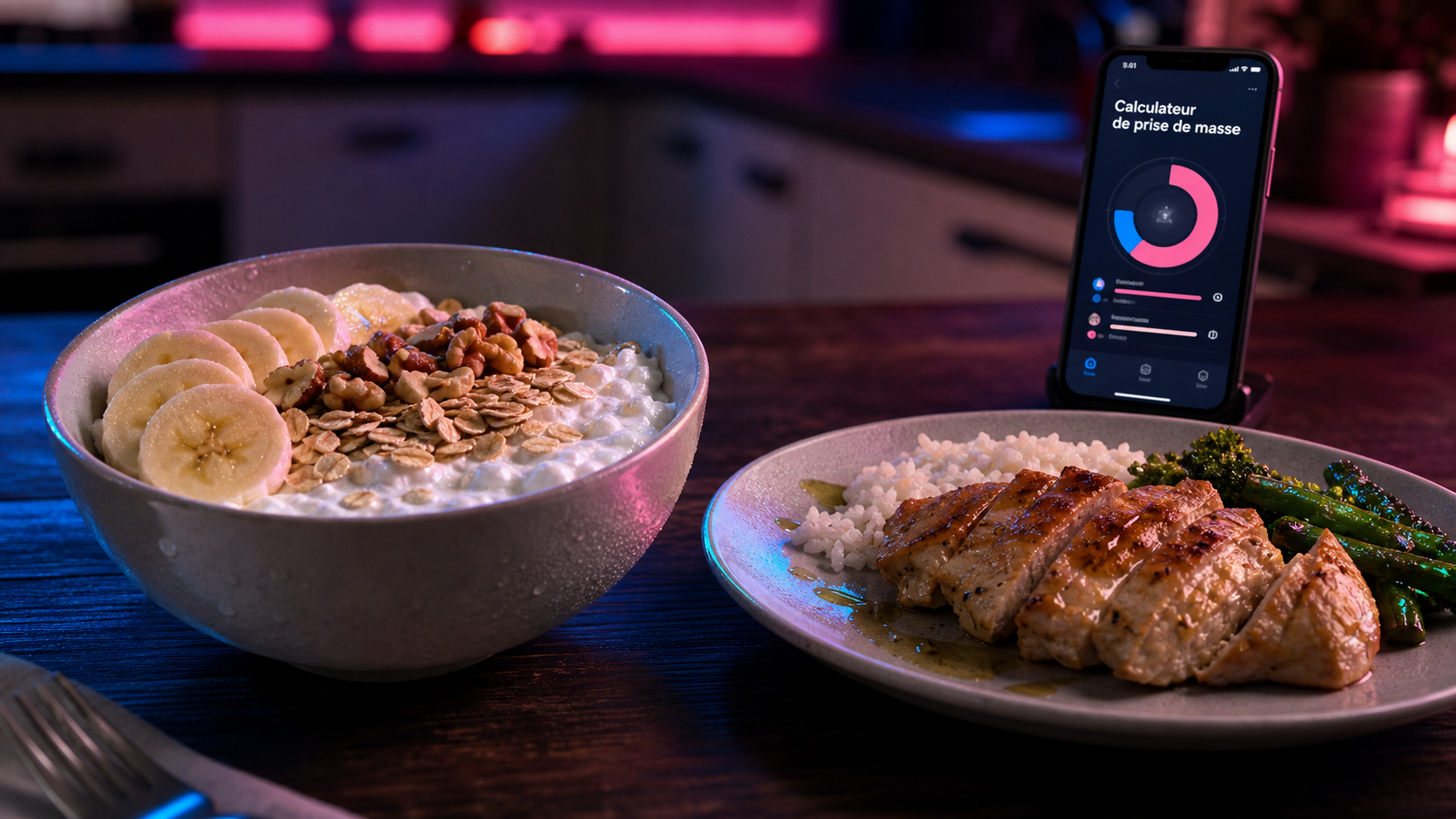 Prise de masse musculaire aliments : bol skyr, flocons d’avoine, poulet et riz