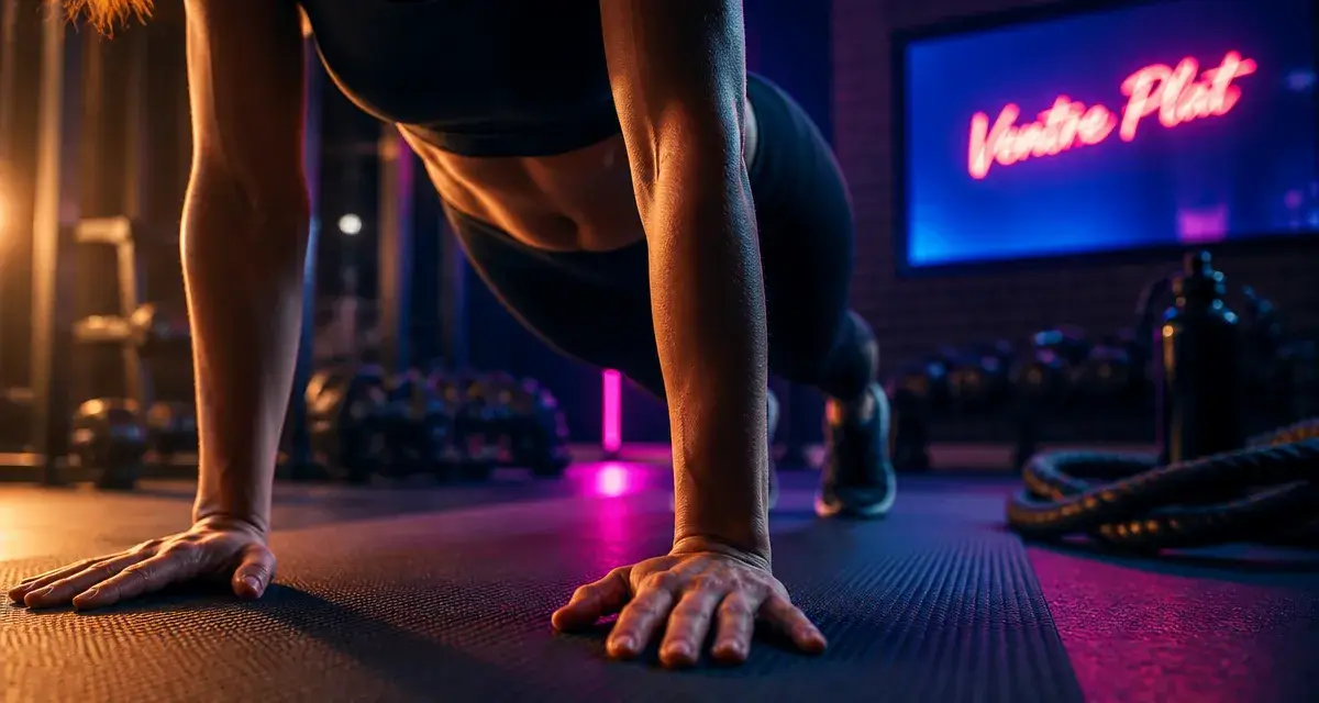 Ventre plat et abdos : planche de gainage transverse en salle de sport