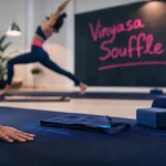 Vinyasa yoga dans un studio, tapis et enchaînement vinyasa