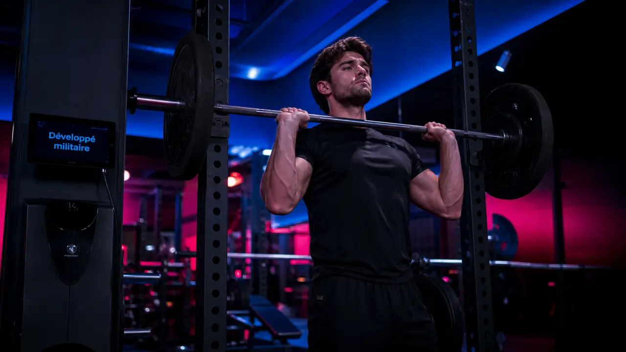 Développé militaire : épaules fortes, posture solide en salle de sport