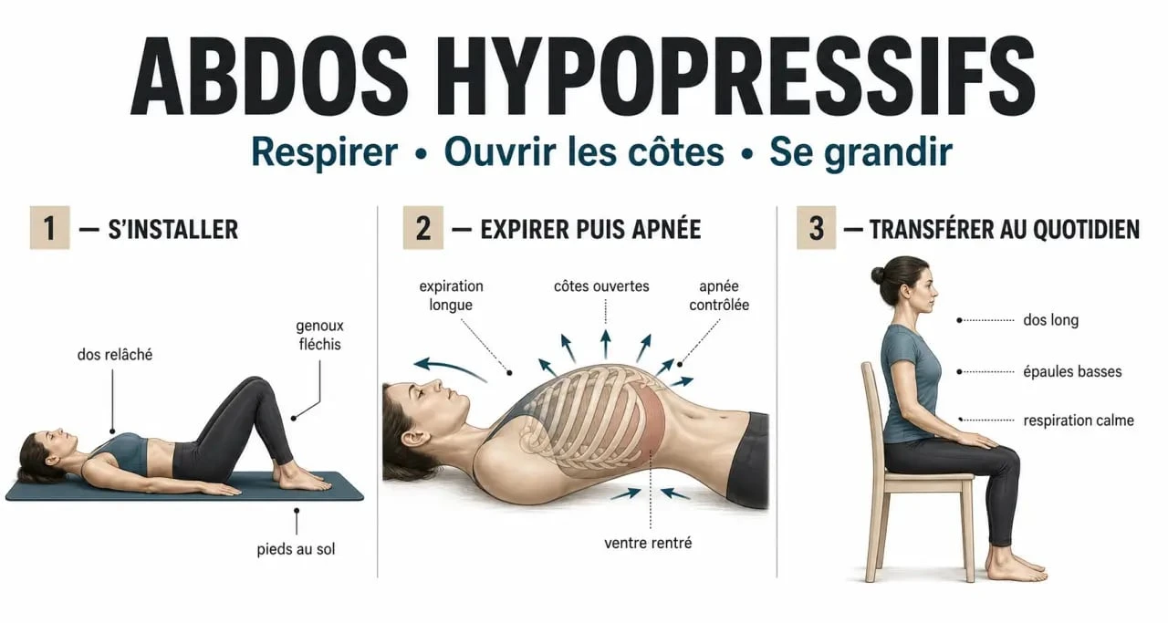 Abdo hypopressif : étapes de la posture et de la respiration