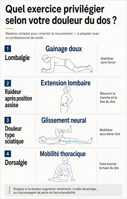 10 exercices pour le mal de dos selon le type de douleur