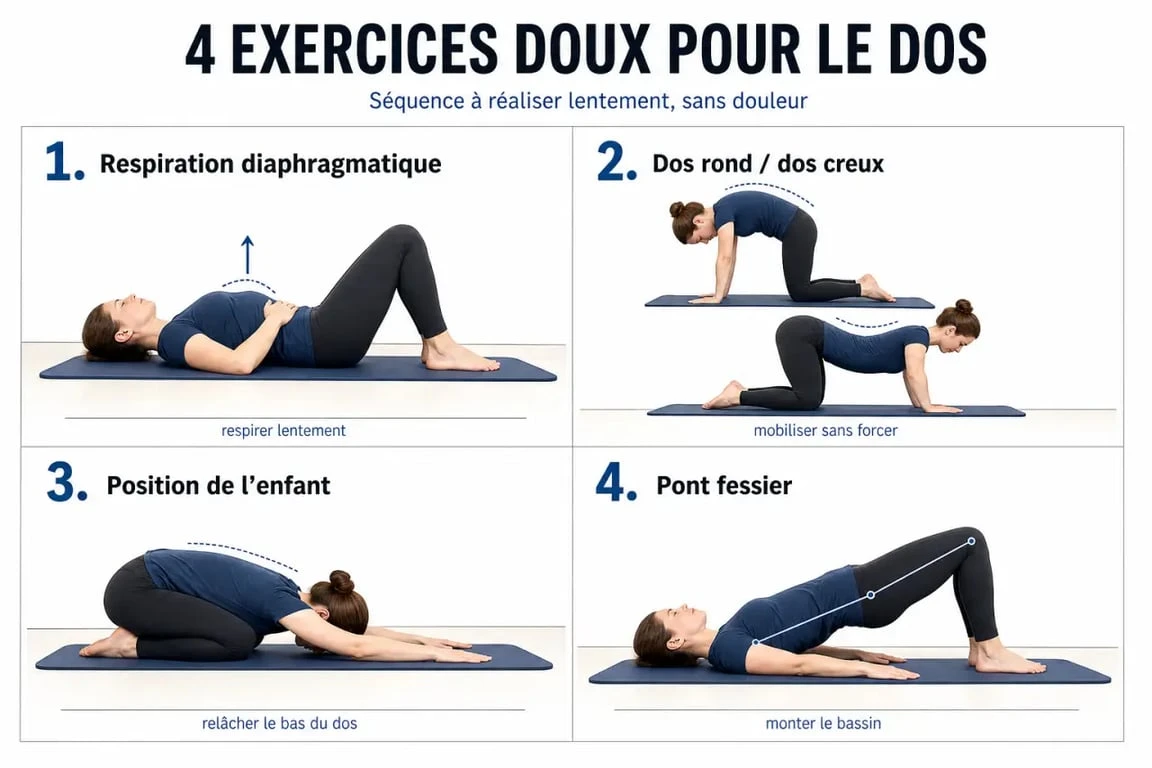 10 exercices pour le mal de dos : exercices doux à faire chez soi
