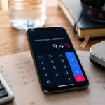 Pourcentage perte de poids calculé sur smartphone et balance numérique