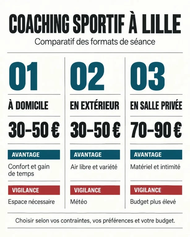 Coaching sportif à Lille : comparaison des formats et des tarifs