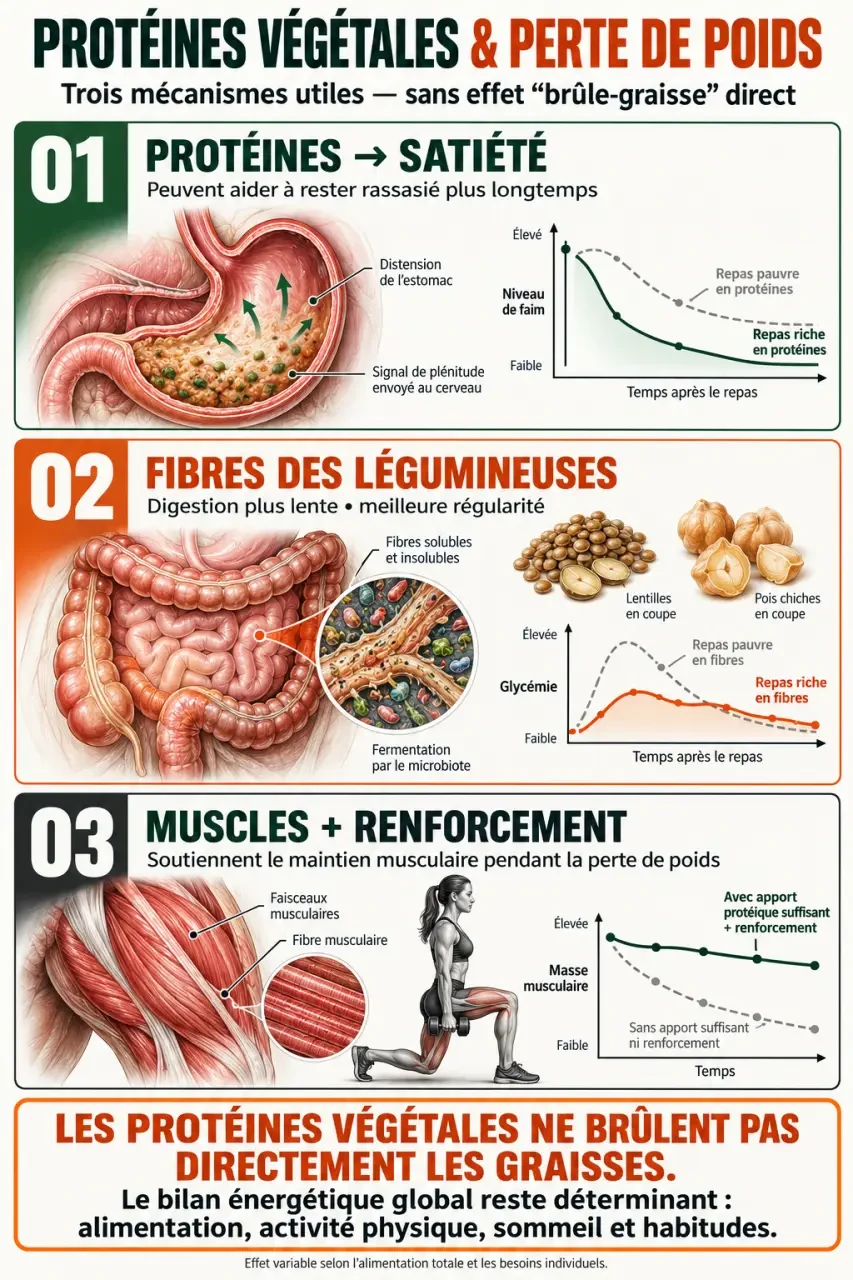 Protéines végétales pour maigrir : satiété, fibres et maintien des muscles